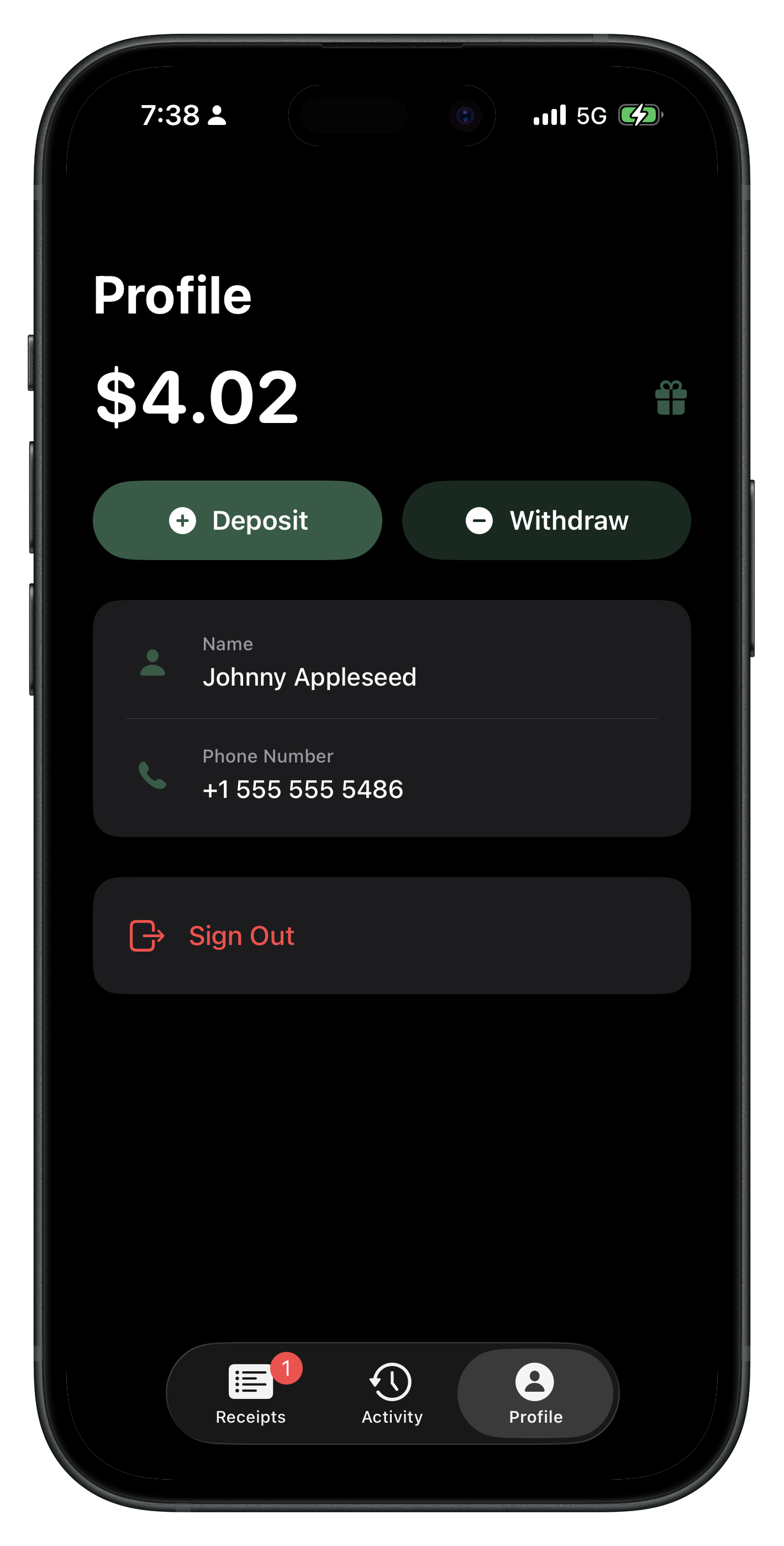 Balance management and deposit system